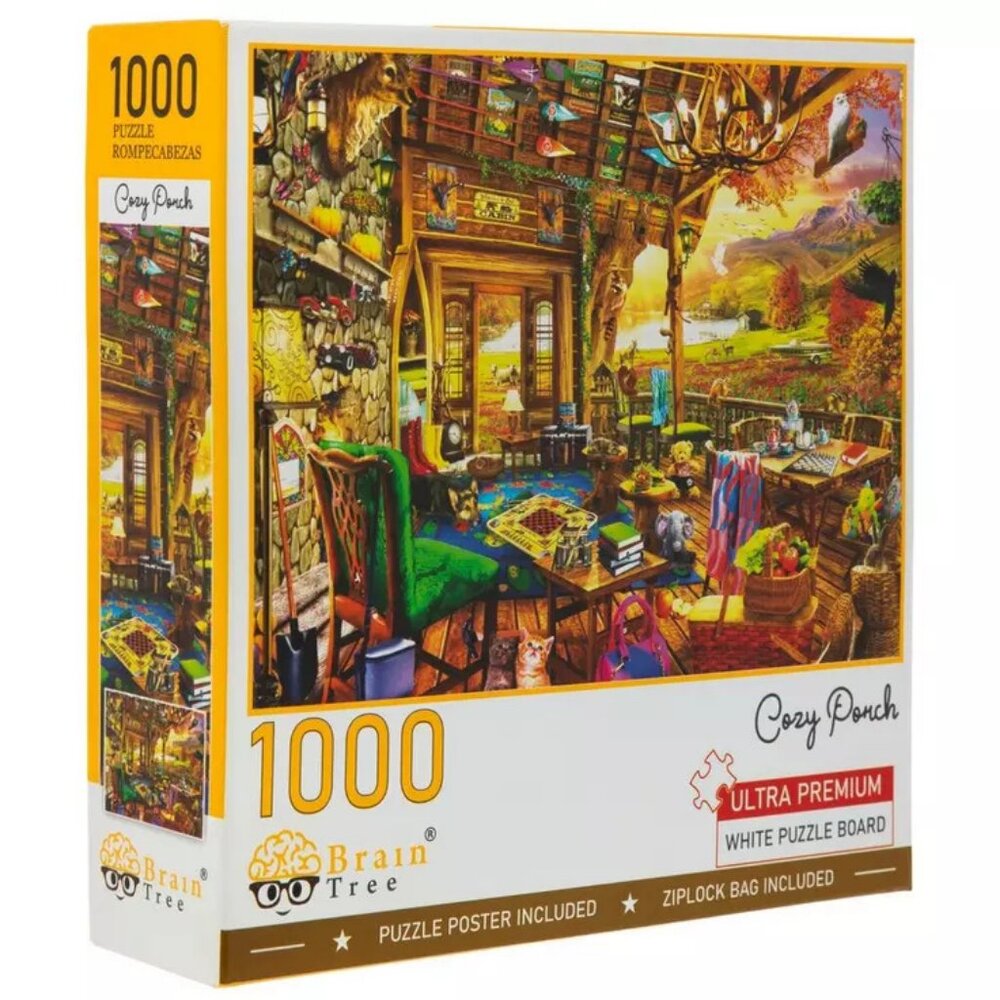 Jigsaw Puzzle 1,000 Piece Cozy Porch 27.6" x 19.8" Ultra Premium White Board